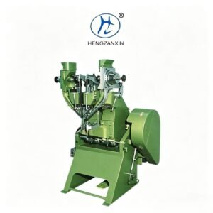 Hengzanxin HZX-R250SA automatic twin riveting machine with dual automatic feeders and standing base for male rivets.